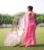 Hand painted organza saree