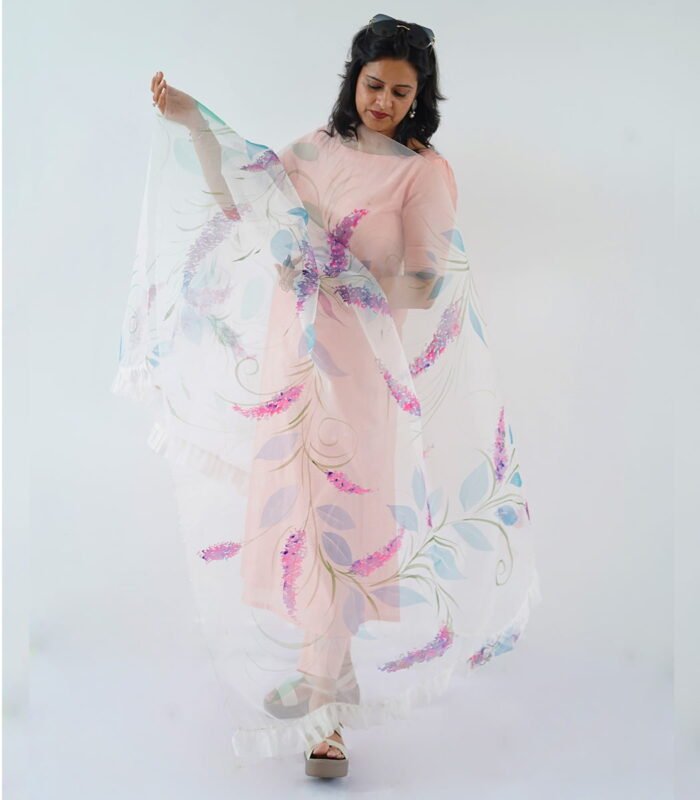 Hand Painted Organza Dupatta