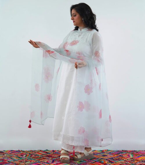 Hand painted Organza dupatta