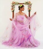 Hand Painted Organza Lehenga