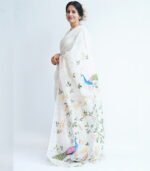 Hand Painted Chanderi saree