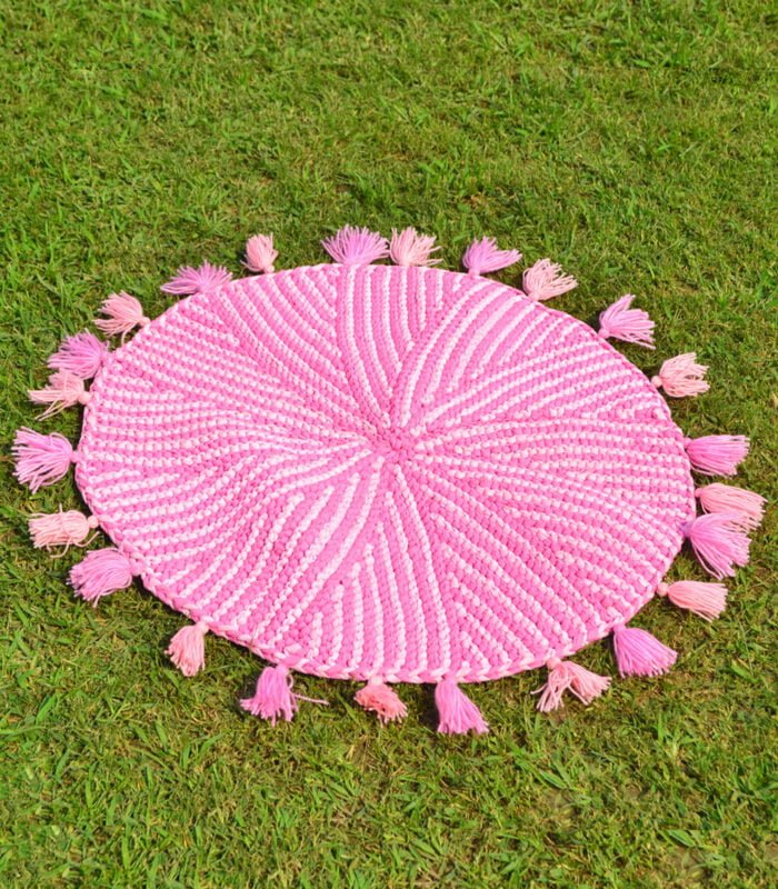 Handmade Crochet Rug In Pink Shade