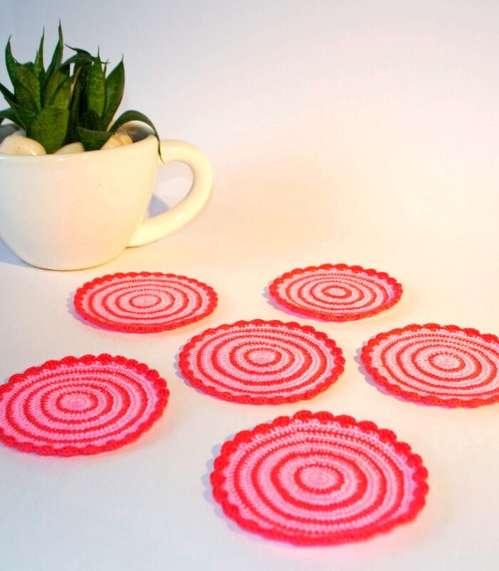Handmade crochet coasters