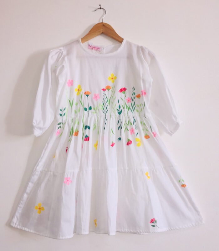 Floral Pattern On White Dress