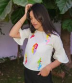 Hand Painted Top With Abstract Faces