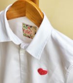 Crochet heart motif shirt