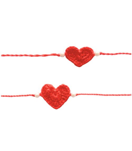 Red Heart crochet rakhi