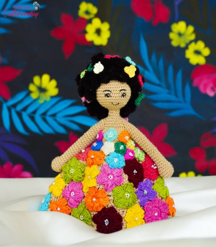 Crochet Doll with Floral Dress