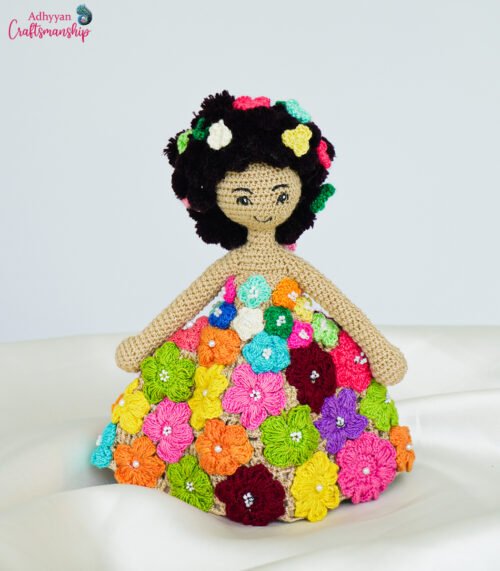 Crochet Doll with Floral Dress