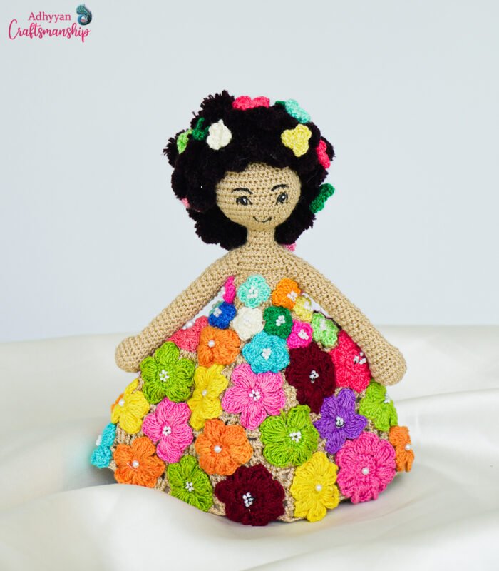 Crochet Doll with Floral Dress