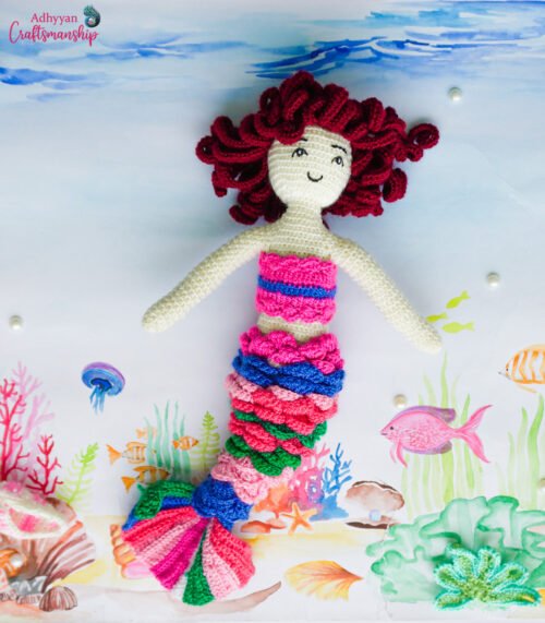 Crochet Mermaid in Colorful Dress