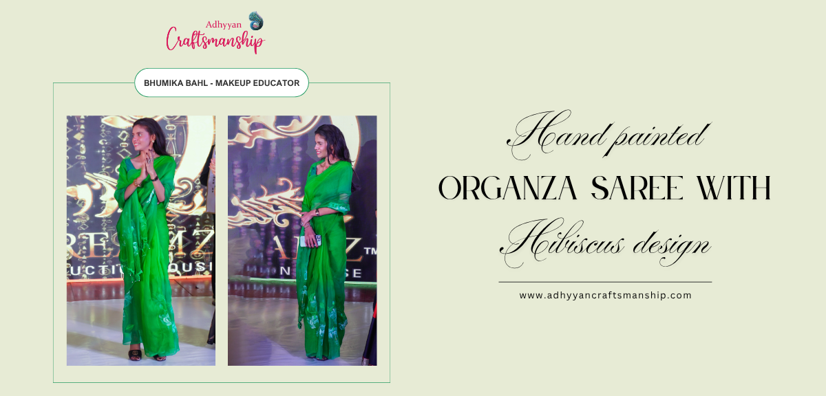 HAND PAINTED ORGANZA SAREE